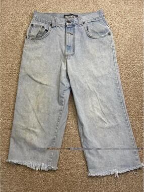 VTG BOSS Jeans Mens 32 Baggy Embroidered Y2K 90s Hip Hop Skater Denim Pants USA